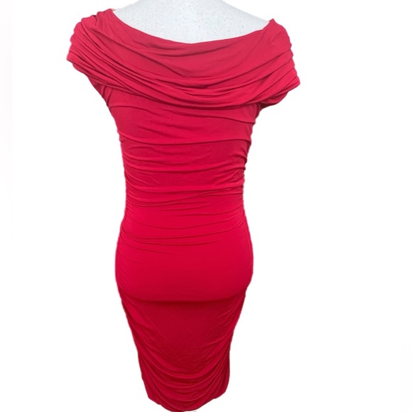 BCBG MaxAzria Ruched Red Bodycon Dress | SP - Picture 3 of 4